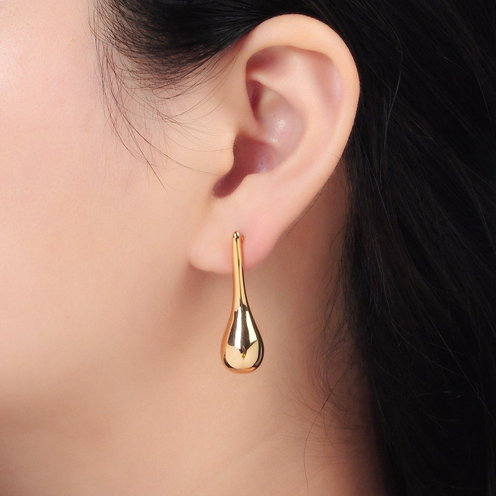 24K Gold plated Teardrop Drip Dome Stud Earrings in Gold & Silver | AD590 AD591