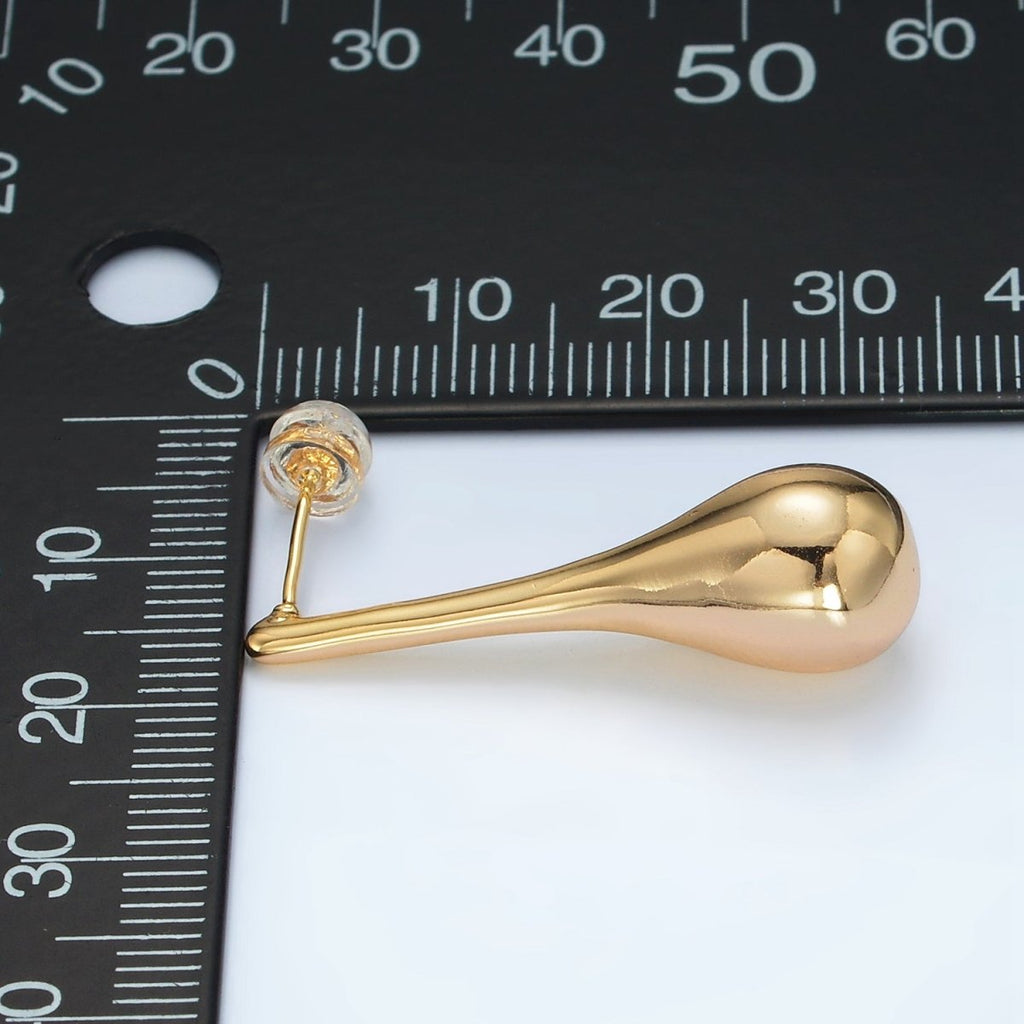 24K Gold plated Teardrop Drip Dome Stud Earrings in Gold & Silver | AD590 AD591