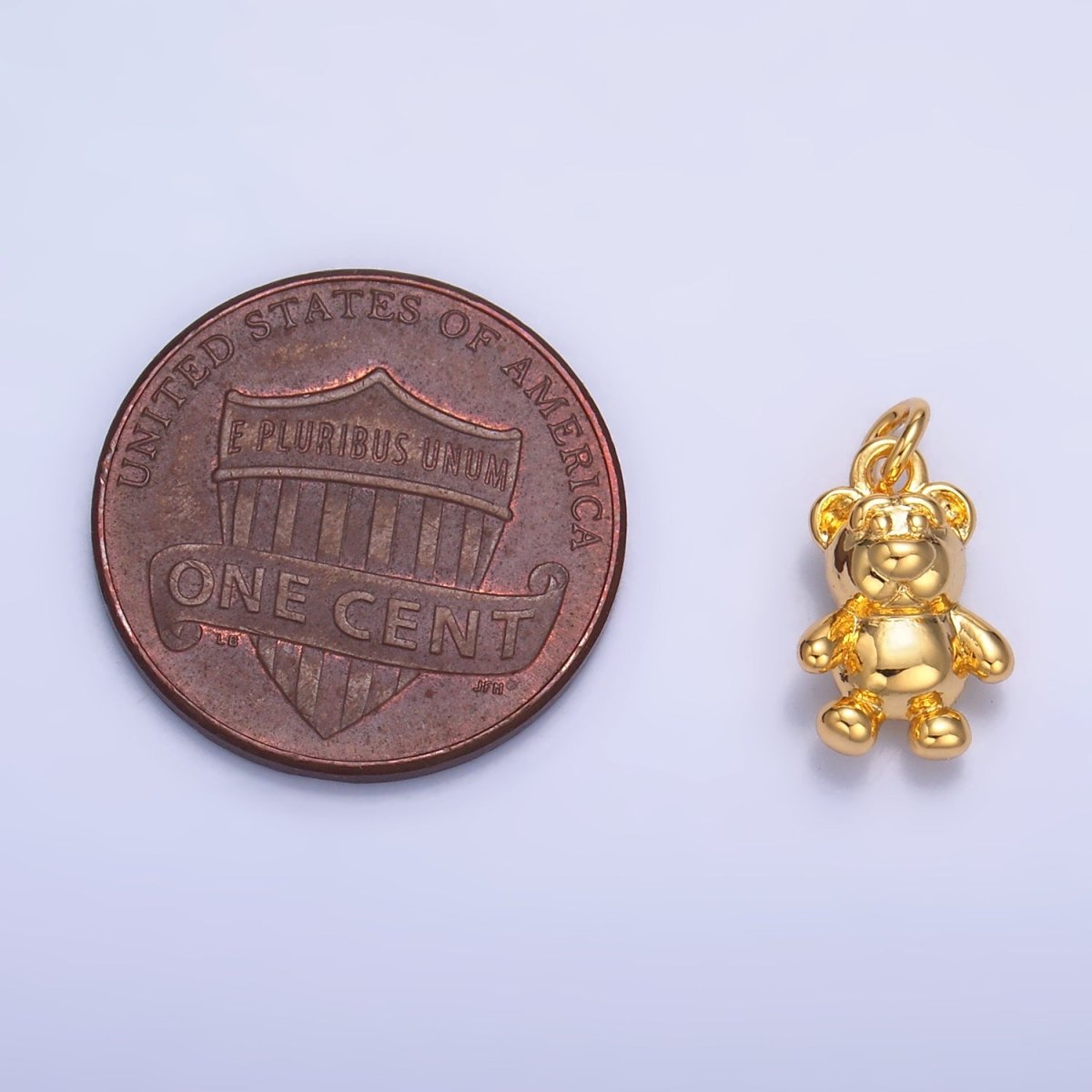24K Gold plated Teddy Bear Animal Multidimensional 3D Charm in Gold & Silver | W797 
