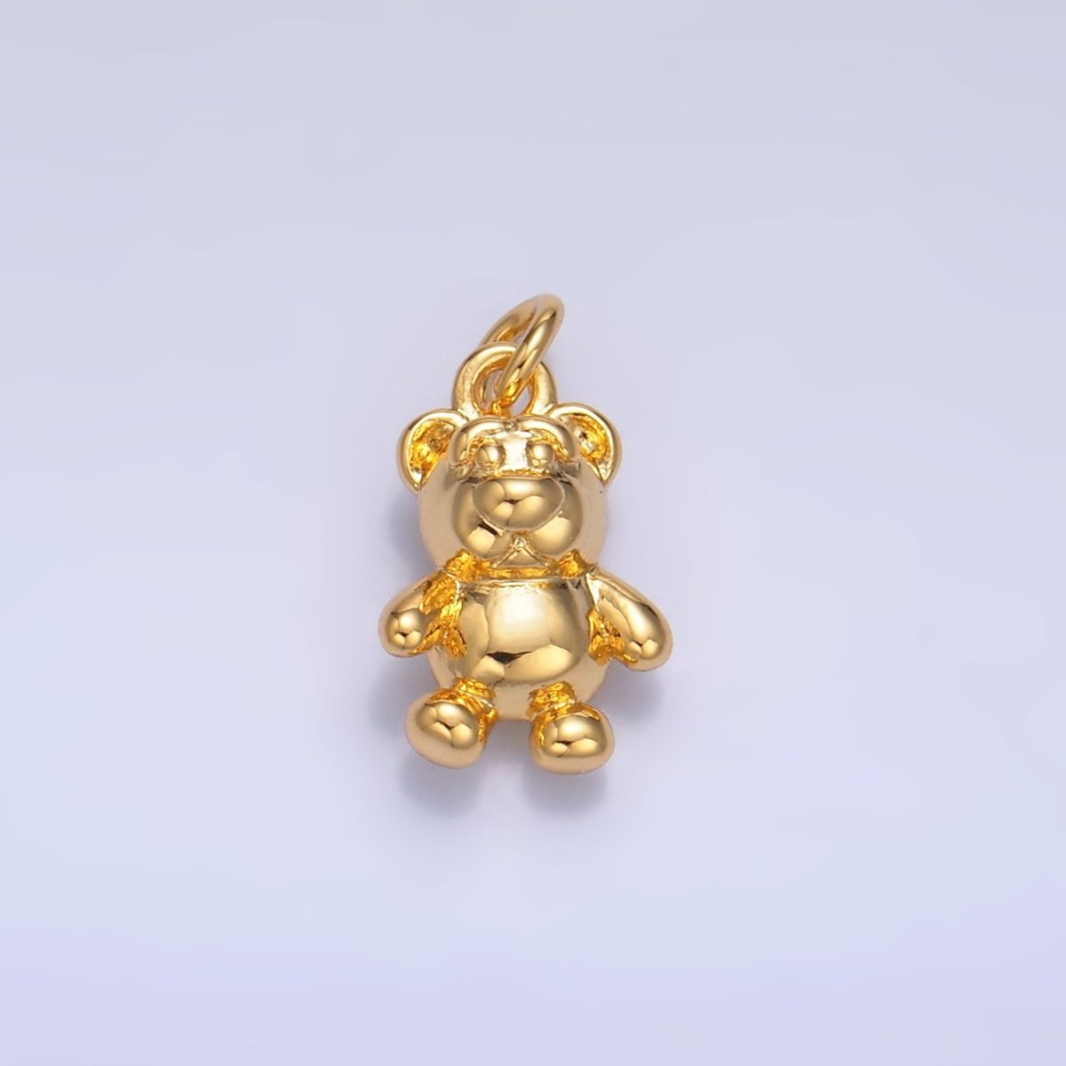 24K Gold plated Teddy Bear Animal Multidimensional 3D Charm in Gold & Silver | W797 