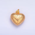 24K Gold plated Textured Chubby Heart Multidimensional 3D Charm | W264 - DLUXCA
