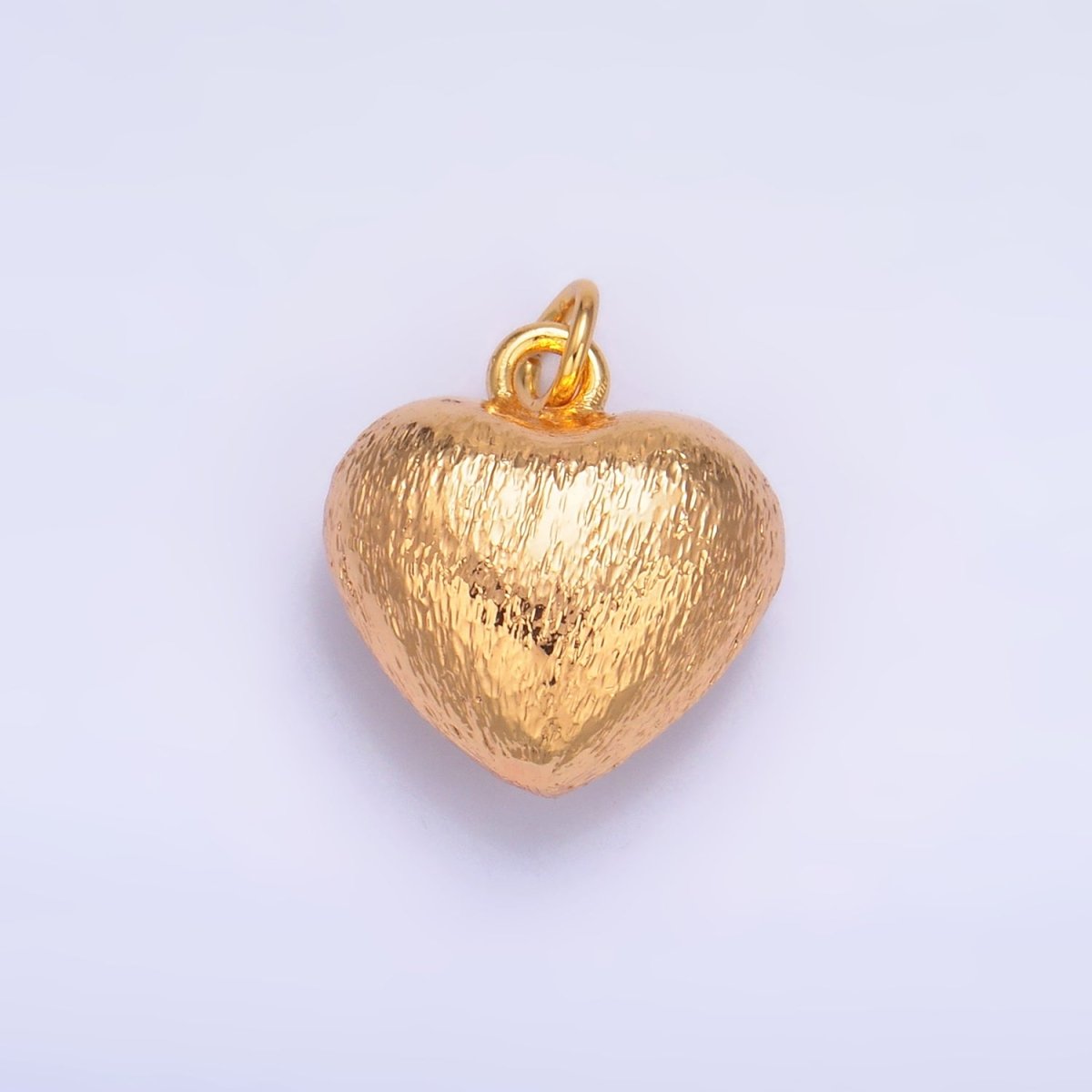 24K Gold plated Textured Chubby Heart Multidimensional 3D Charm | W264 - DLUXCA