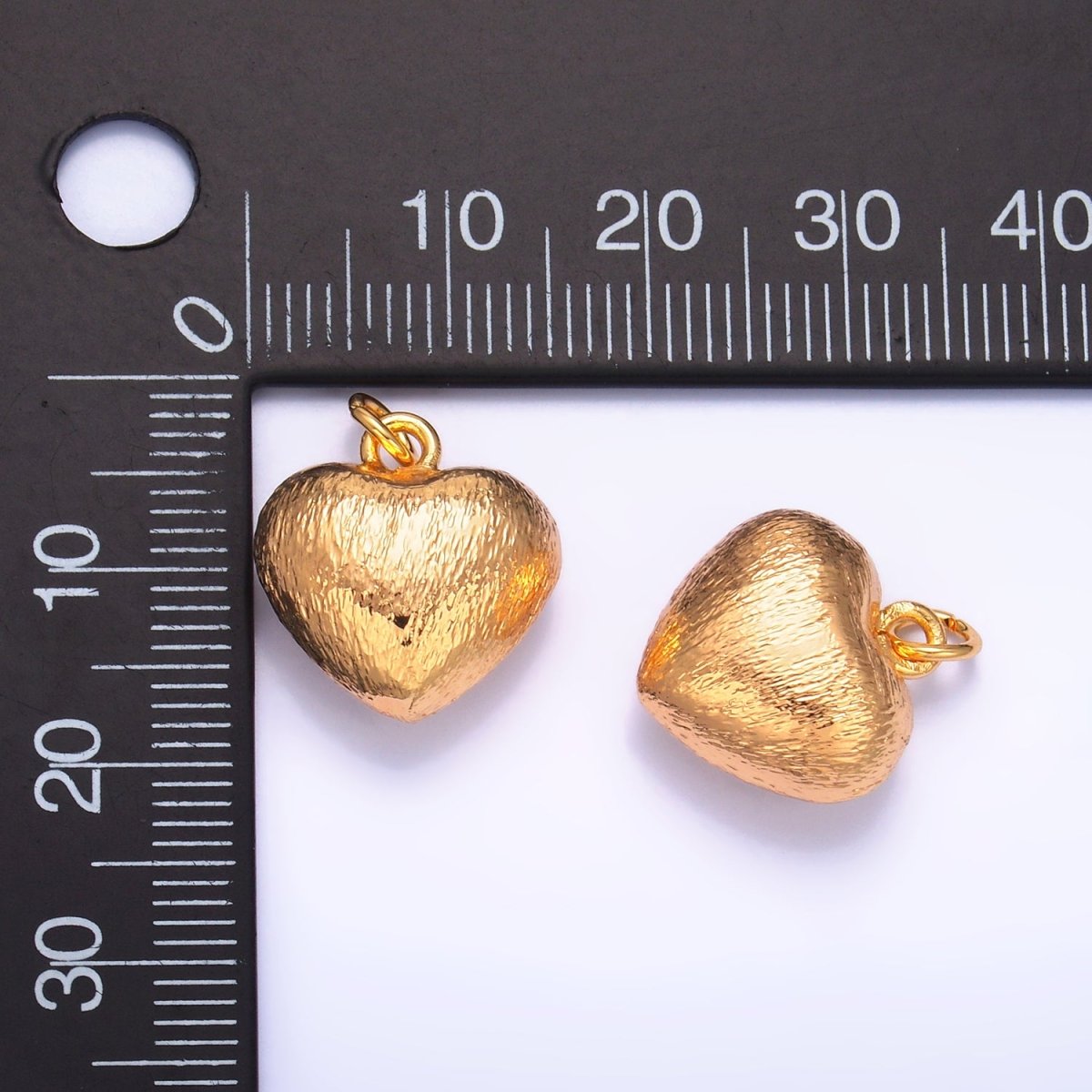 24K Gold plated Textured Chubby Heart Multidimensional 3D Charm | W264 - DLUXCA