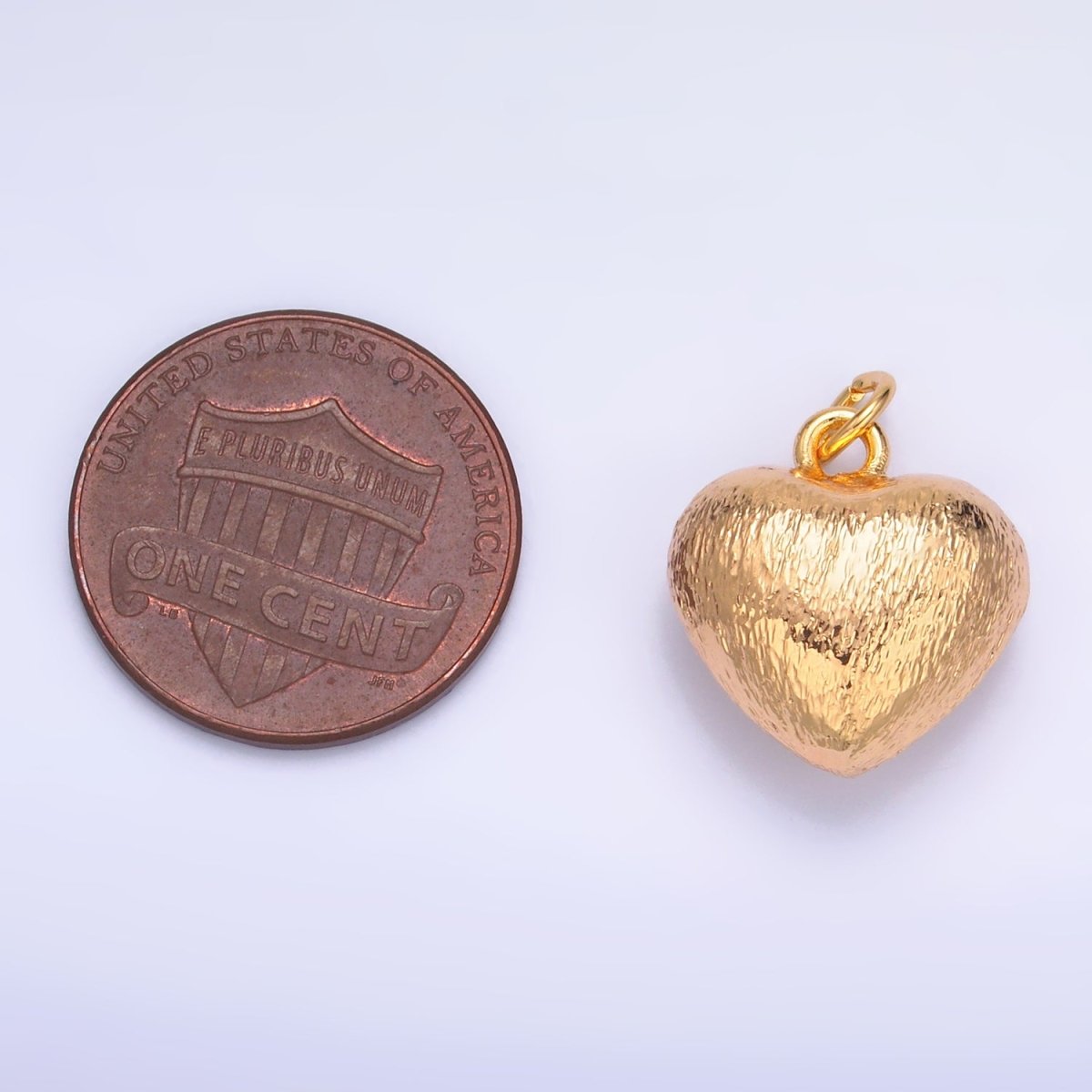 24K Gold plated Textured Chubby Heart Multidimensional 3D Charm | W264 - DLUXCA