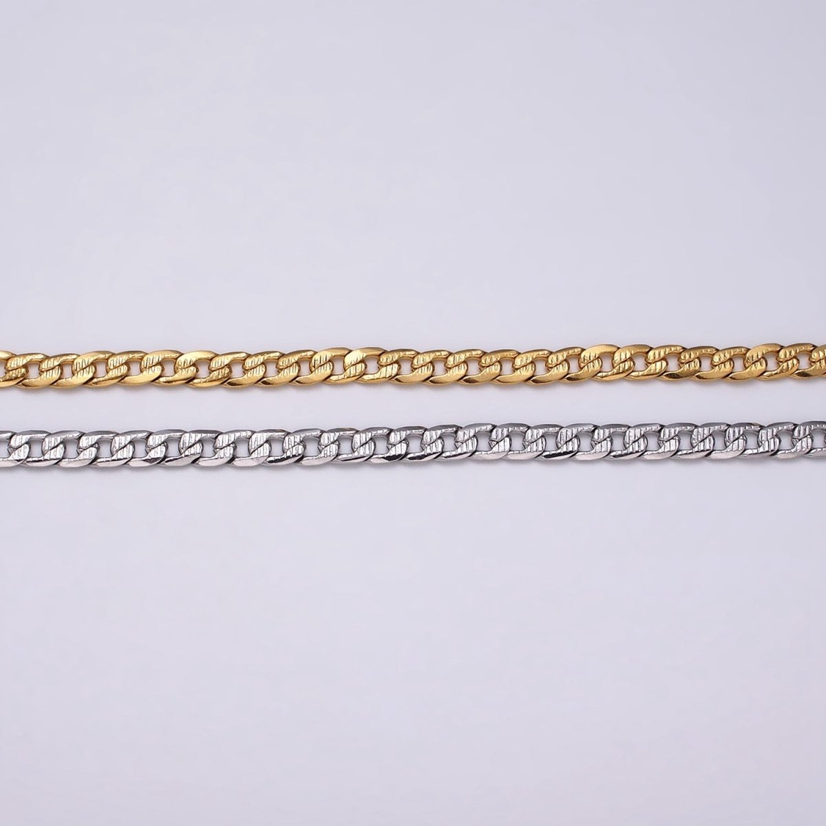 24k Gold plated Textured Cuban Curb Chain 5.5mm Unfinished Unisex Curb Link Chain by Yard Wholesale Jewelry Making Supplies | ROLL-1311 ROLL-1312 Clearance Pricing - DLUXCA