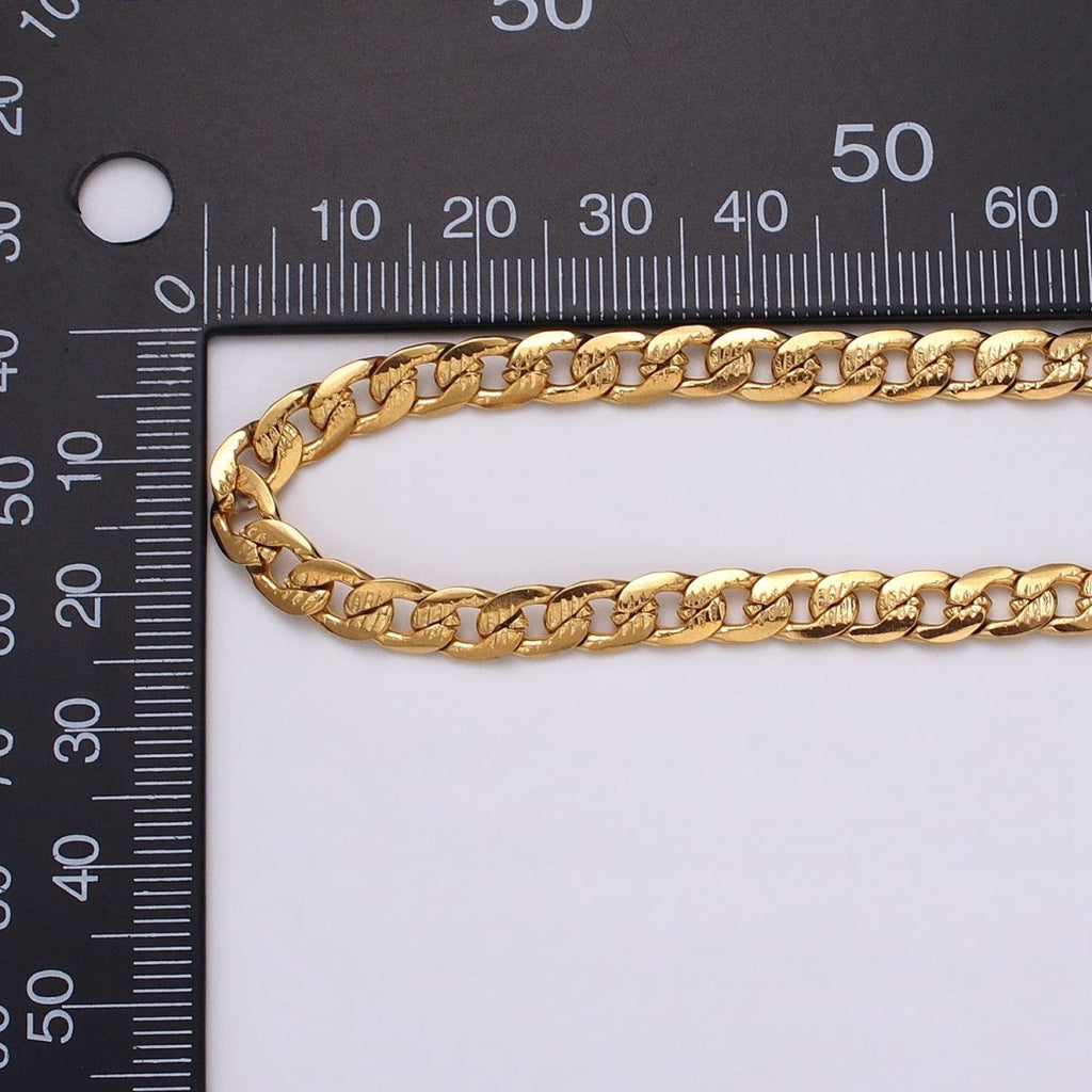 24k Gold plated Textured Cuban Curb Chain 5.5mm Unfinished Unisex Curb Link Chain by Yard Wholesale Jewelry Making Supplies | ROLL-1311 ROLL-1312 Clearance Pricing - DLUXCA