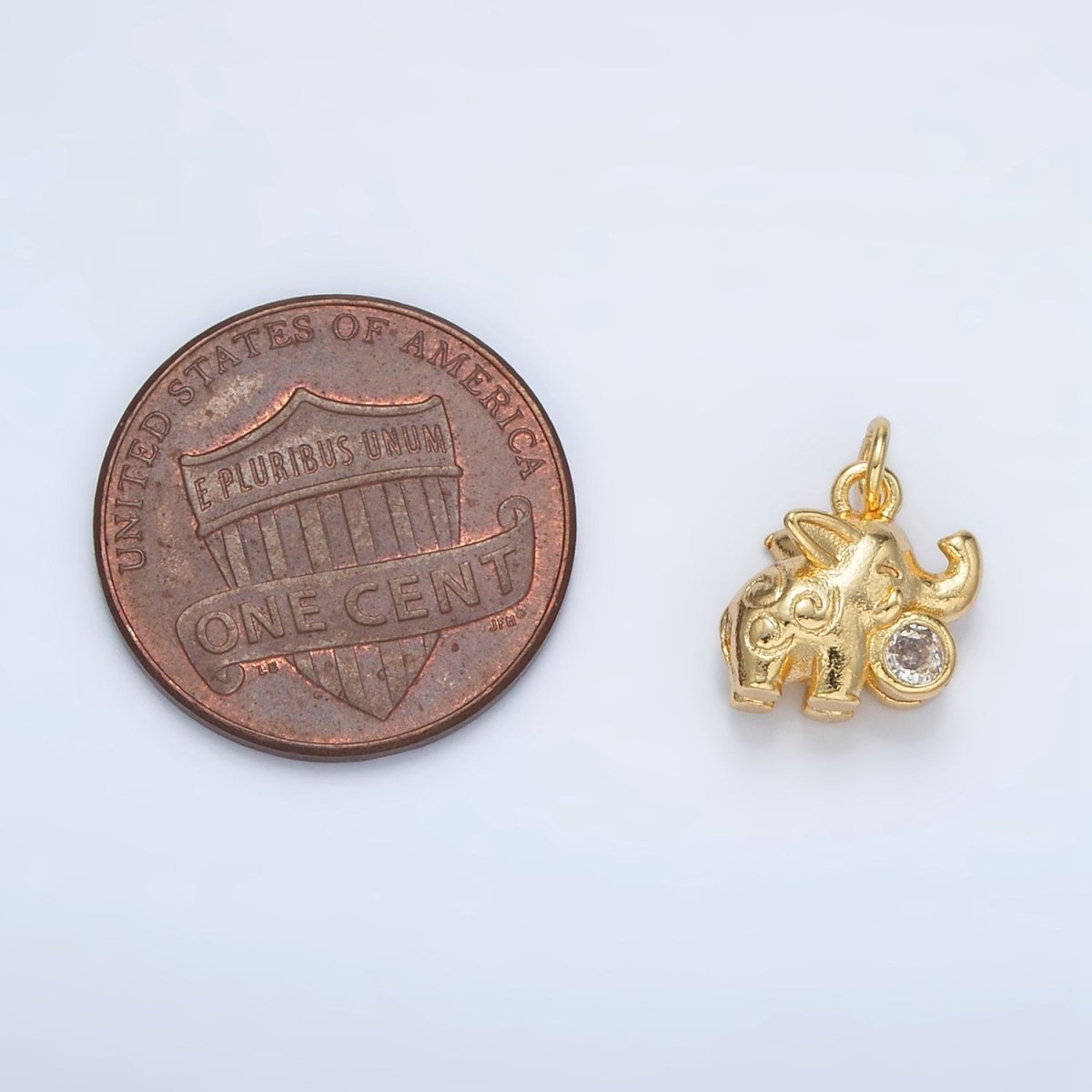24K Gold plated Textured CZ Elephant Charm | AC - 108 - DLUXCA