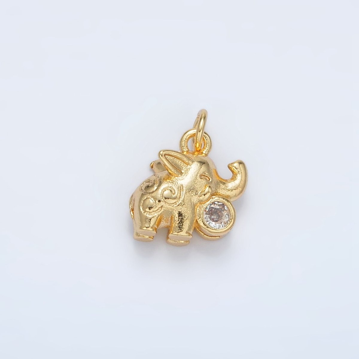 24K Gold plated Textured CZ Elephant Charm | AC - 108 - DLUXCA
