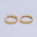 24K Gold plated Textured Dotted Huggie Hoop Earrings T-399 - DLUXCA