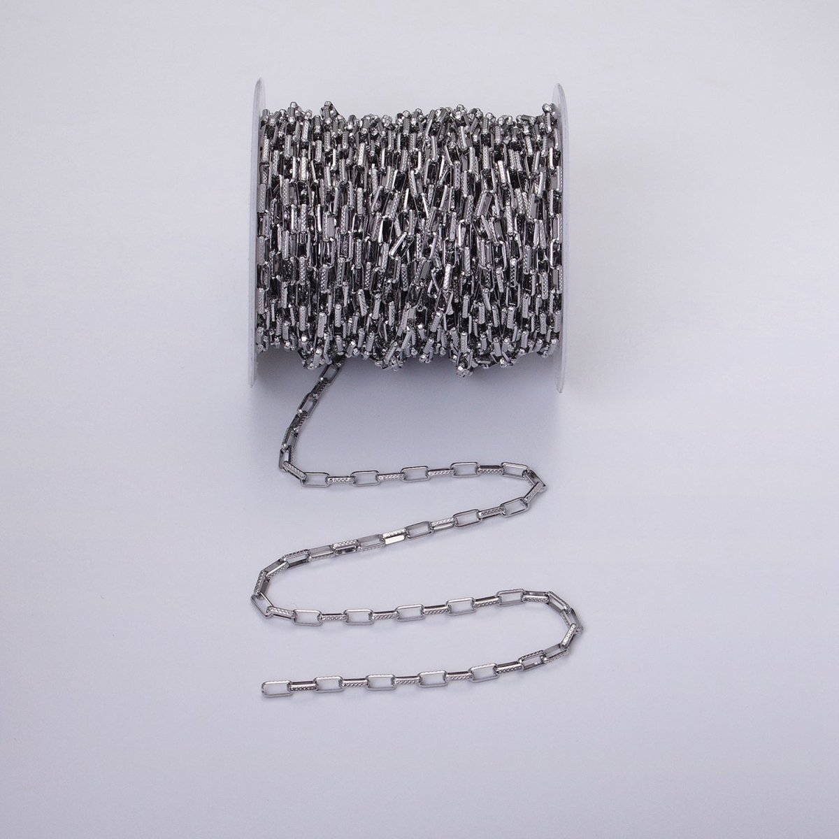 24K Gold plated Textured Elongated PaperClip Chain Box Cable Chain by yard Wholesale Chain for Jewelry making | ROLL-1275 ROLL-1276 Clearance Pricing