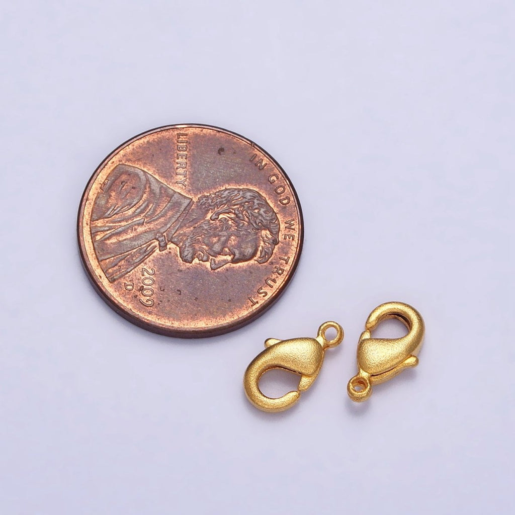 24K Gold plated Textured Matte 10mm Lobster Clasps Jewelry Closure Supply | Z-087 - DLUXCA