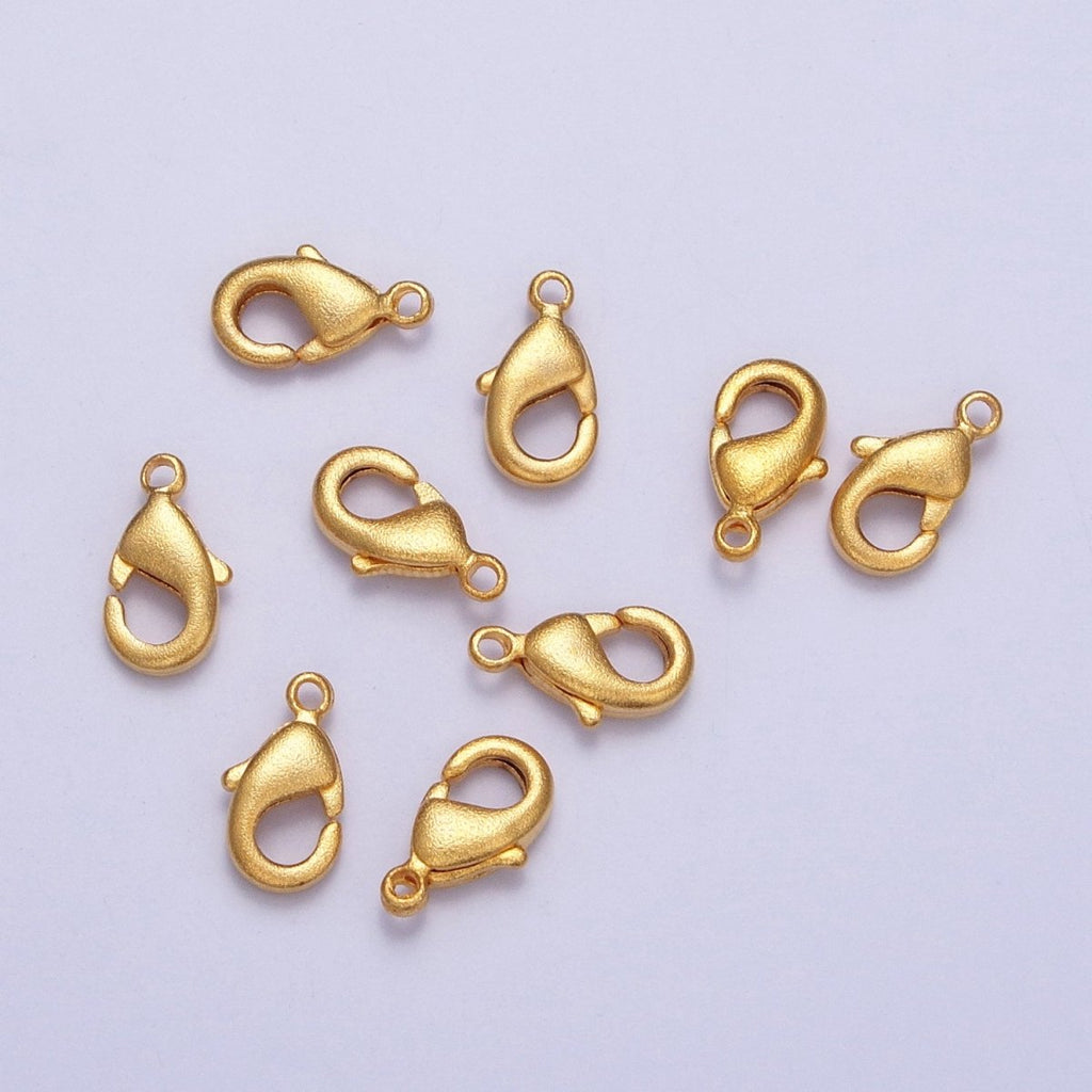 24K Gold plated Textured Matte 10mm Lobster Clasps Jewelry Closure Supply | Z-087 - DLUXCA