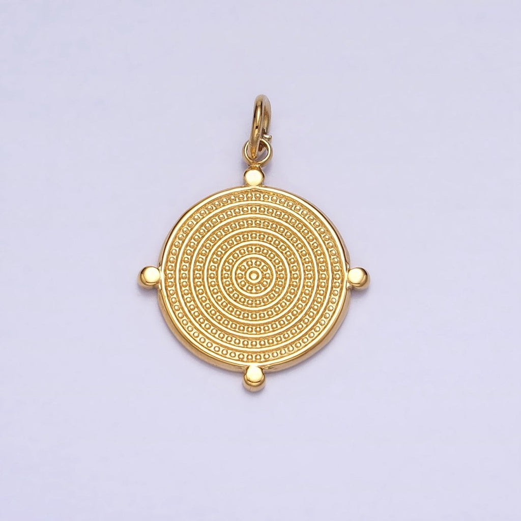 24K Gold plated Textured Round Dotted Outline Charm in Gold & Silver | AC593 AC594