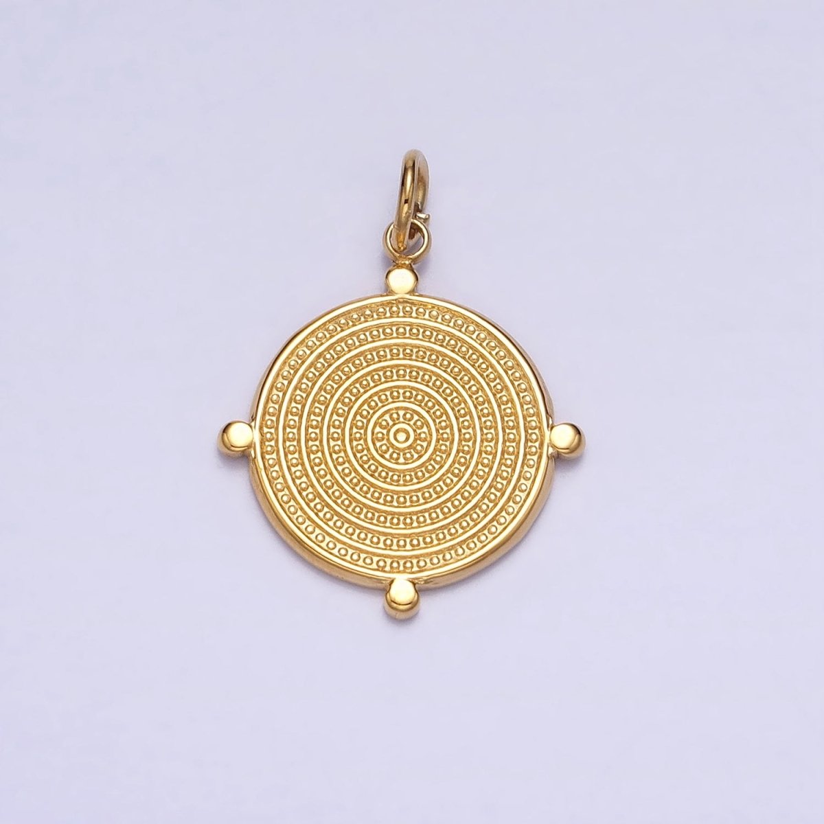 24K Gold plated Textured Round Dotted Outline Charm in Gold & Silver | AC593 AC594