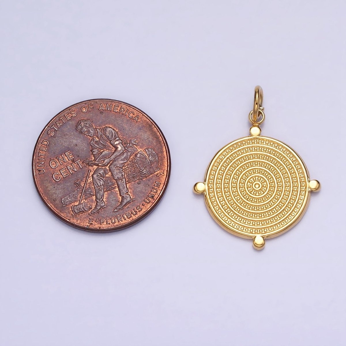 24K Gold plated Textured Round Dotted Outline Charm in Gold & Silver | AC593 AC594