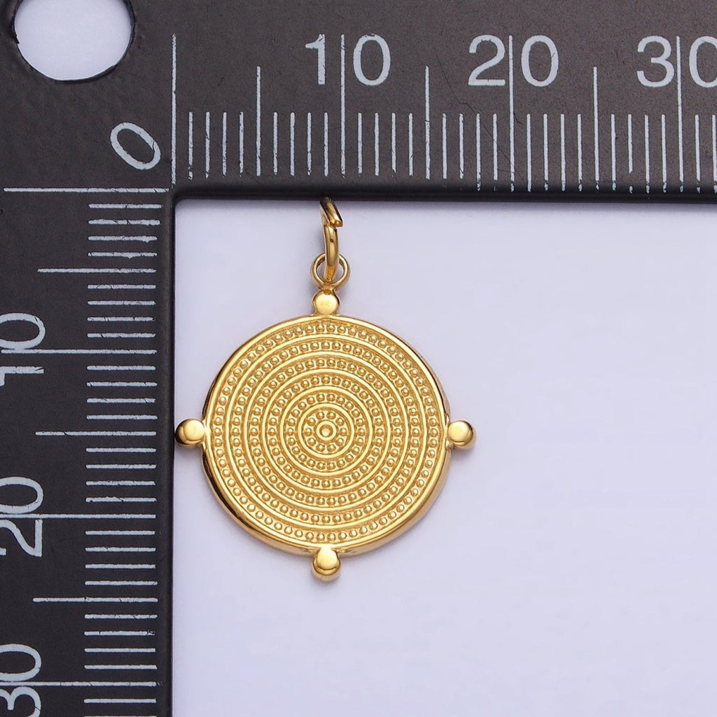 24K Gold plated Textured Round Dotted Outline Charm in Gold & Silver | AC593 AC594