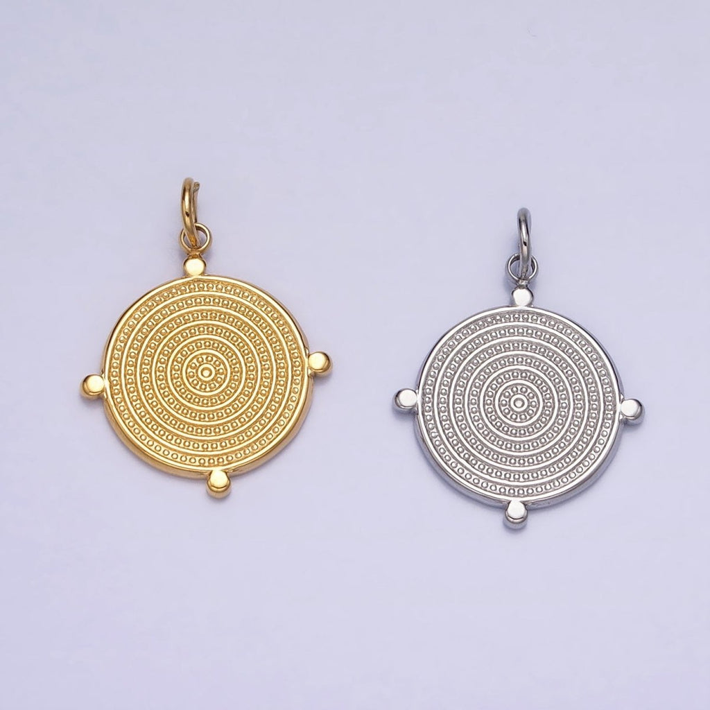 24K Gold plated Textured Round Dotted Outline Charm in Gold & Silver | AC593 AC594