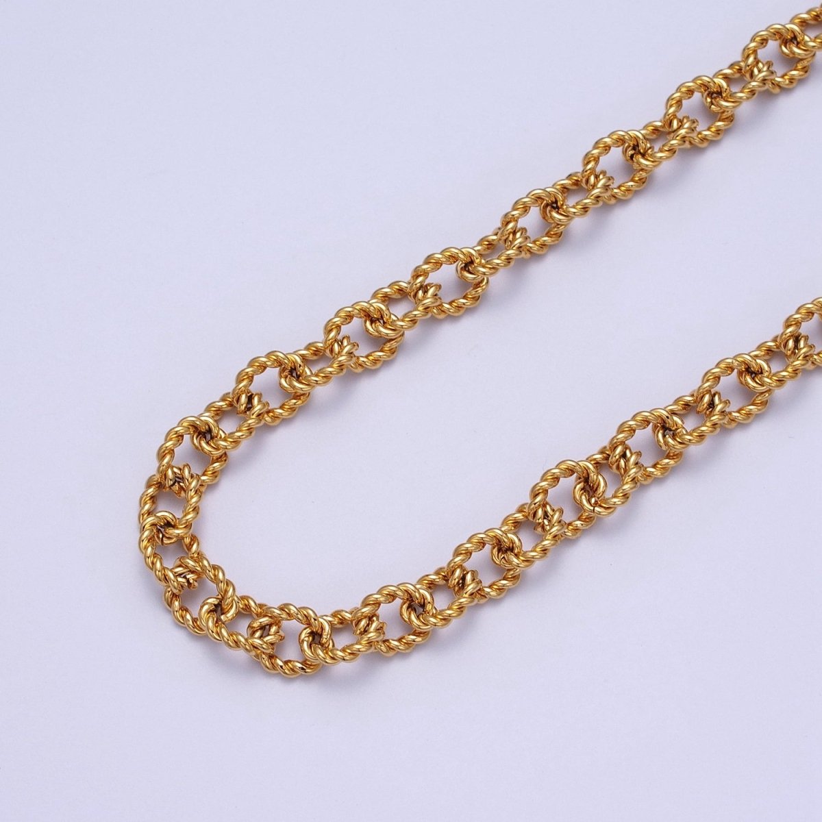 24K Gold plated Textured Twist Cable Unfinished Chain in Gold & Silver | ROLL-974, ROLL-975 Clearance Pricing