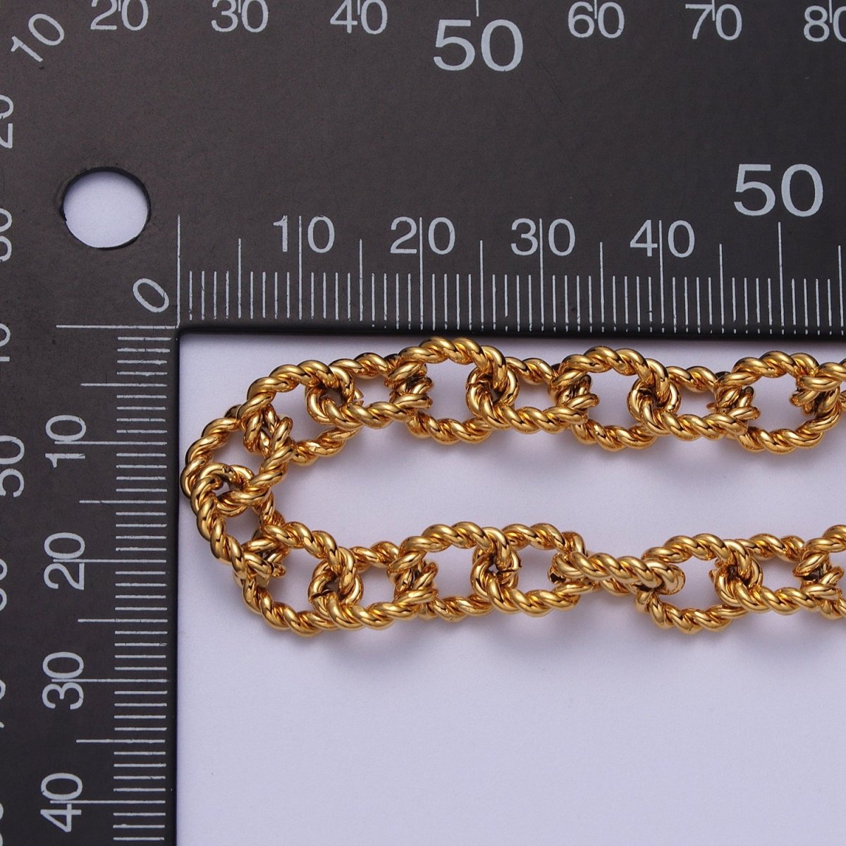 24K Gold plated Textured Twist Cable Unfinished Chain in Gold & Silver | ROLL-974, ROLL-975 Clearance Pricing