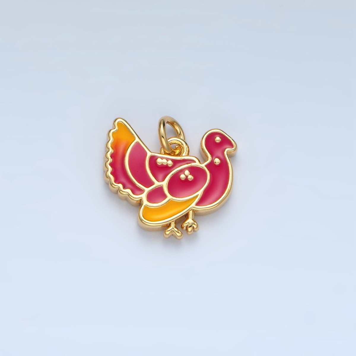 24K Gold plated Thanksgiving Turkey Bird Charm in Gold & Silver | N460 - DLUXCA
