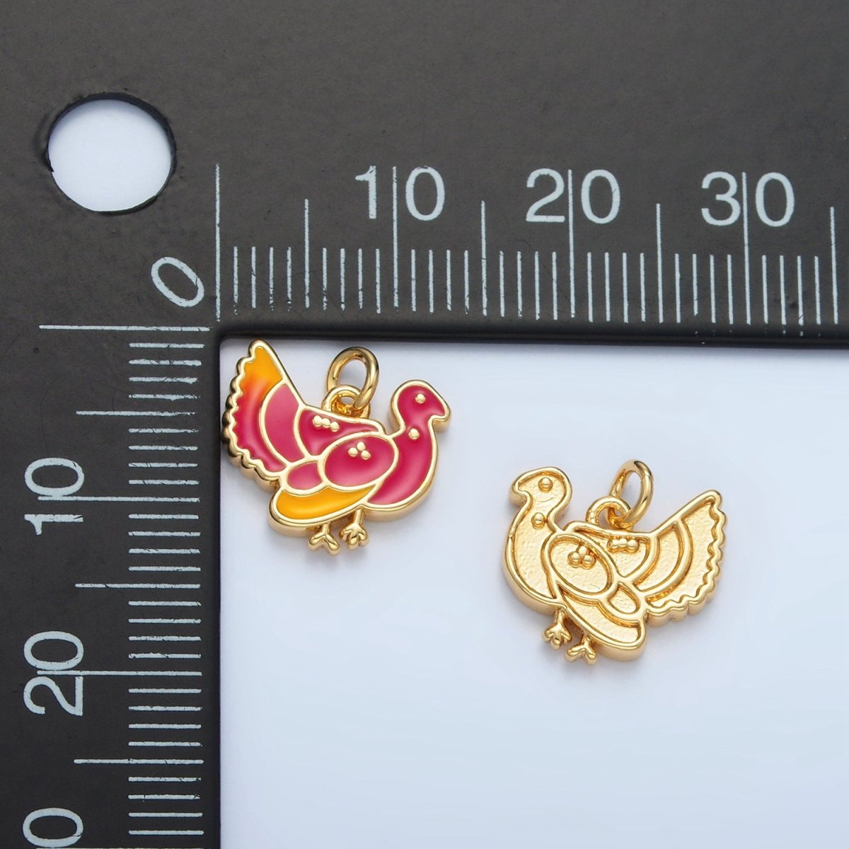 24K Gold plated Thanksgiving Turkey Bird Charm in Gold & Silver | N460 - DLUXCA