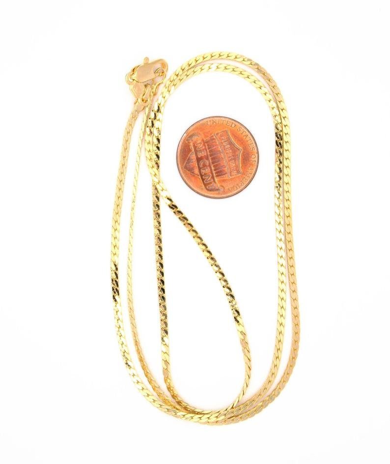 24k Gold plated Thick C Link Chain Necklace 5mm 24 inch long for Layer Necklace Statement Necklace Ready to wear Finished Chain | CN-184 Clearance Pricing - DLUXCA