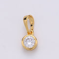 24k Gold plated Tiny CZ Bezel Set Charm - 6mm CZ Stone, Gold CZ Charm, Dangle Charm, Faceted Dangle Charm, Findings, Lariat Drop, J-077 - DLUXCA