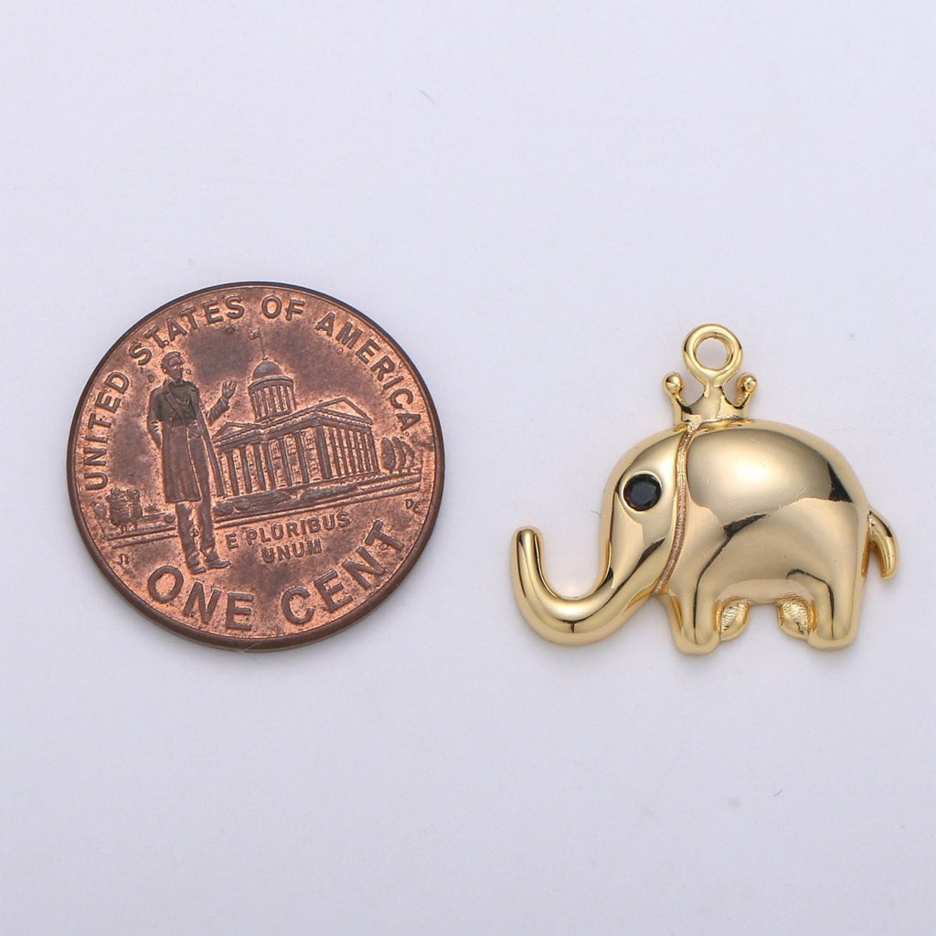 24K Gold plated Tiny Mini Elephant Charm Baby Elephant Pendant for Bracelet Necklace Earring Supply D-787 - DLUXCA