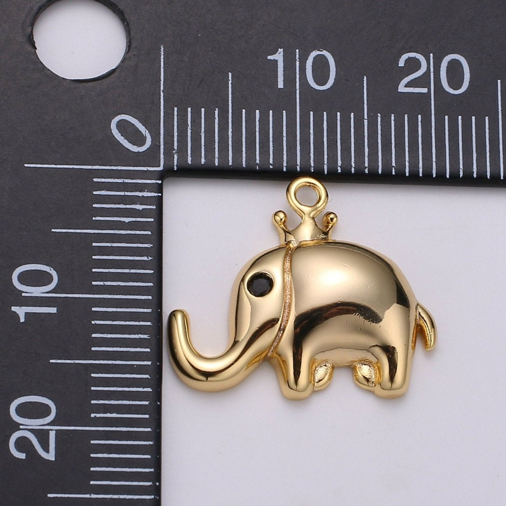 24K Gold plated Tiny Mini Elephant Charm Baby Elephant Pendant for Bracelet Necklace Earring Supply D-787 - DLUXCA