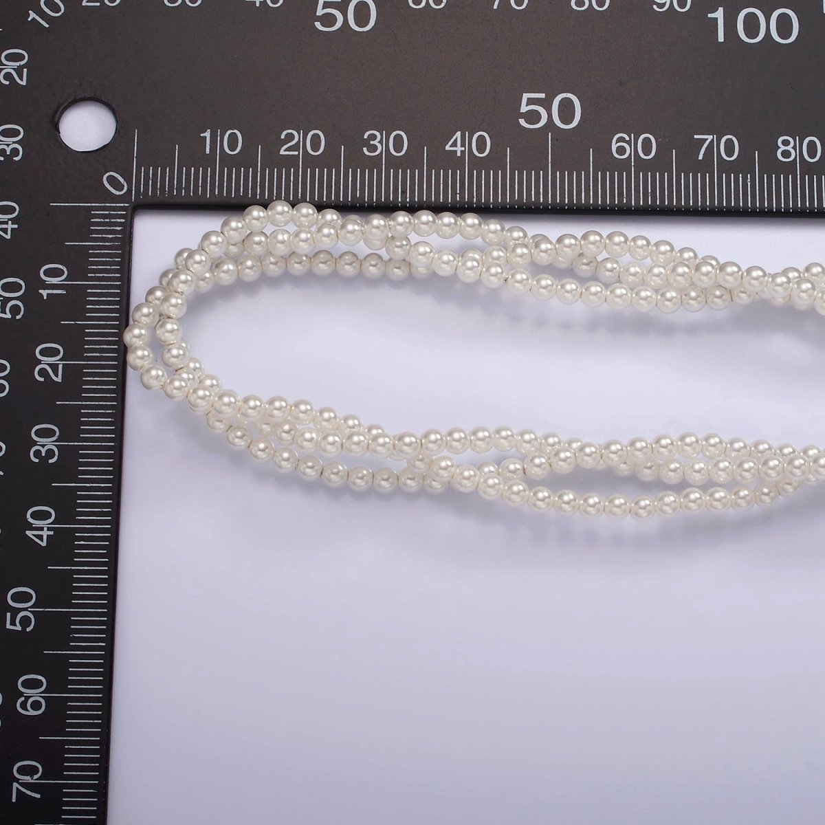 24K Gold plated Triple 3mm Round Shell Pearl 17 Inch Choker Necklace w. Extender | WA-2330 Clearance Pricing - DLUXCA