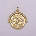 24K Gold plated Triple Moon Pendant for Goddess Necklace Jewelry Making Micro Pave Medallion Charm N-157 - DLUXCA