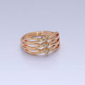 24K Gold plated Triple Sharp Oval Band Micro Pave Clear Three Hearts Cubic Zirconia Adjustable Ring S-231 - DLUXCA