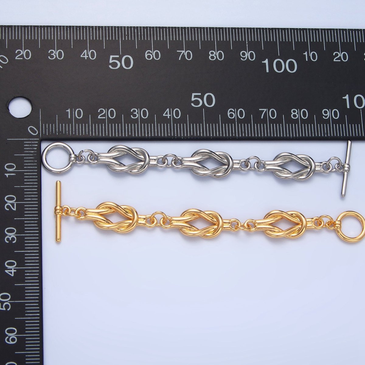 24K Gold plated Triple Tied Knot Minimalist Toggle Clasps Closure Findings in Gold & Silver | Z996 Z997 - DLUXCA
