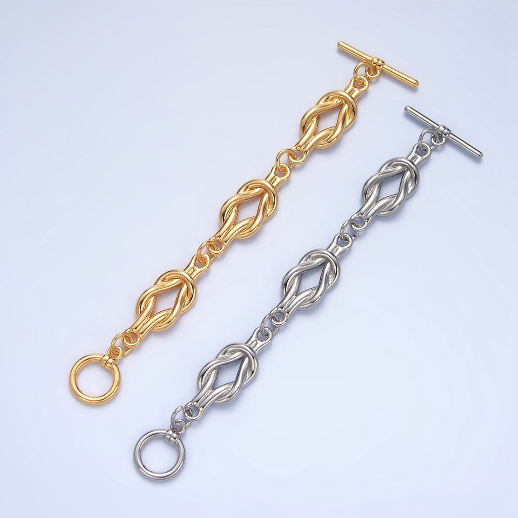 24K Gold plated Triple Tied Knot Minimalist Toggle Clasps Closure Findings in Gold & Silver | Z996 Z997 - DLUXCA