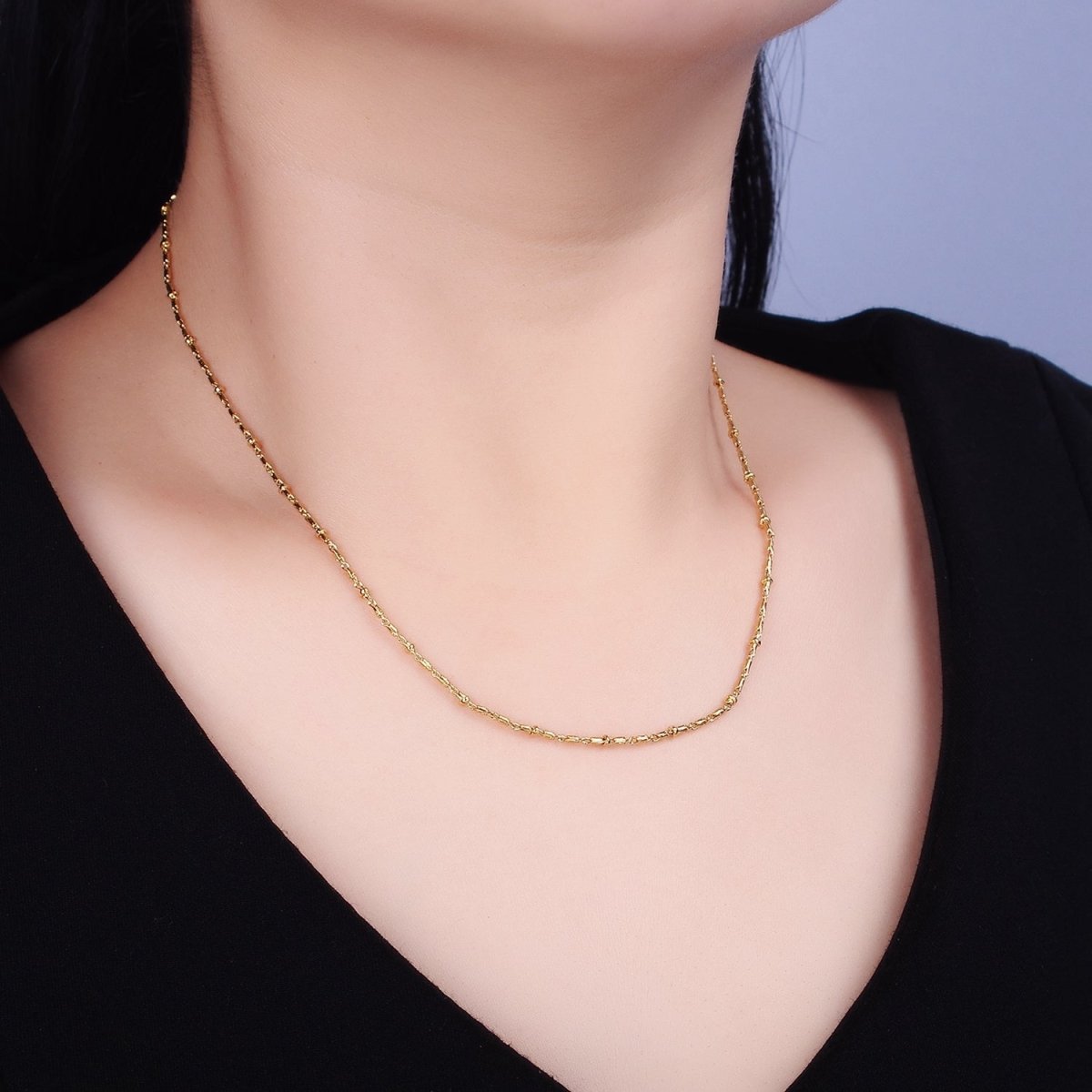 24K Gold plated Tube Chain With Gold Beads For Wholesale Necklace Dainty Satellite Chain Jewelry Making Supplies | WA-1857 WA-1858 Clearance Pricing