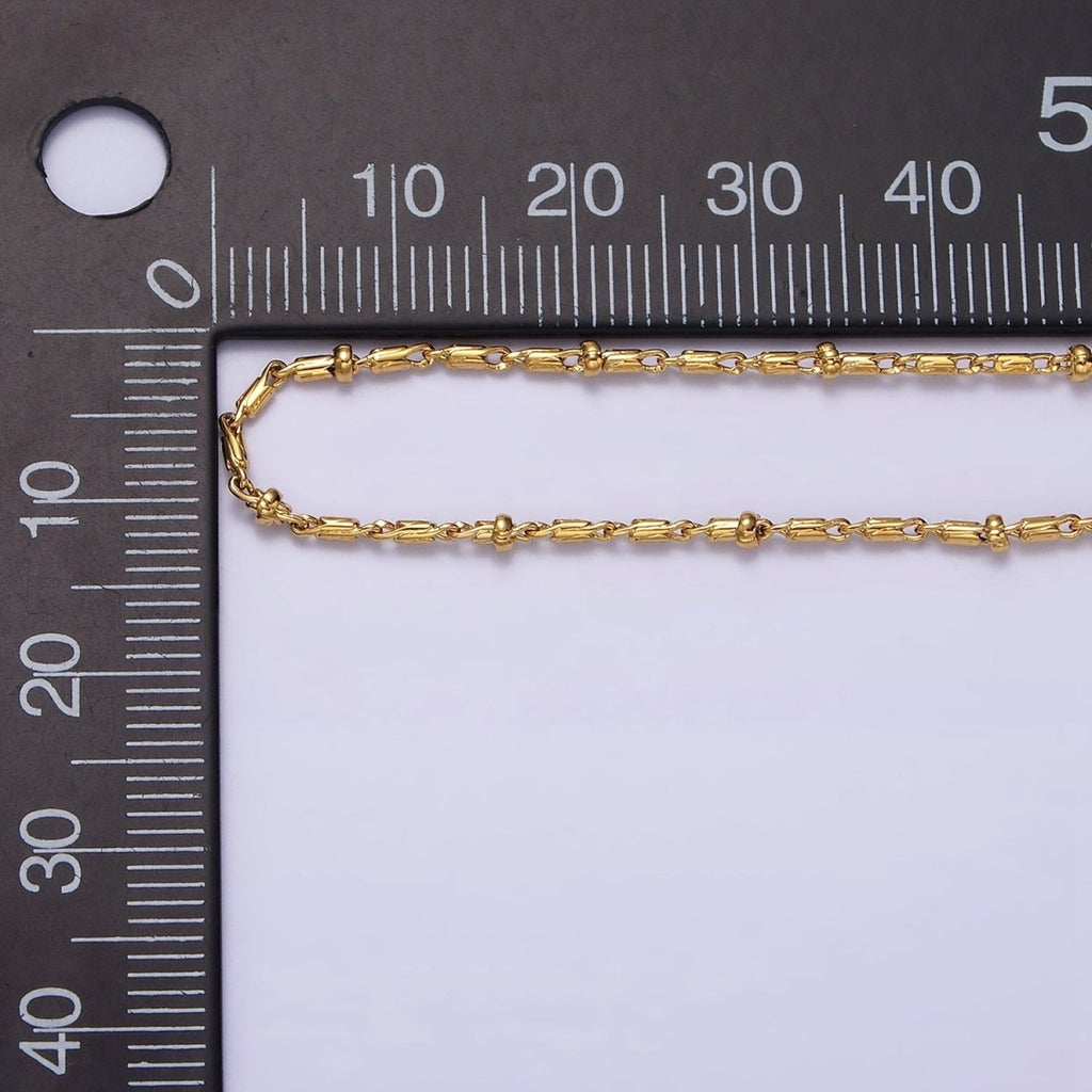 24K Gold plated Tube Chain With Gold Beads For Wholesale Necklace Dainty Satellite Chain Jewelry Making Supplies | WA-1857 WA-1858 Clearance Pricing