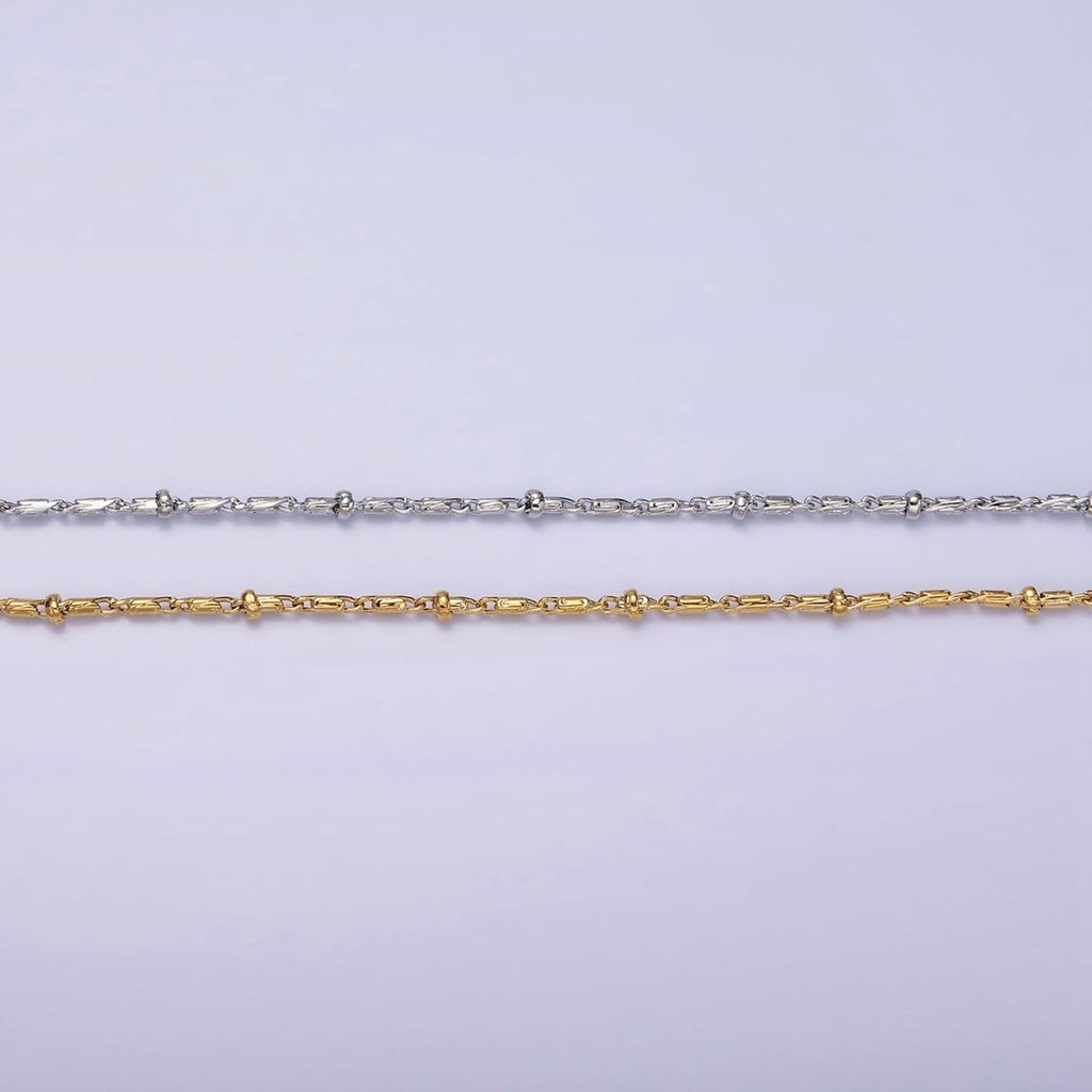 24K Gold plated Tube Chain With Gold Beads For Wholesale Necklace Dainty Satellite Chain Jewelry Making Supplies | WA-1857 WA-1858 Clearance Pricing