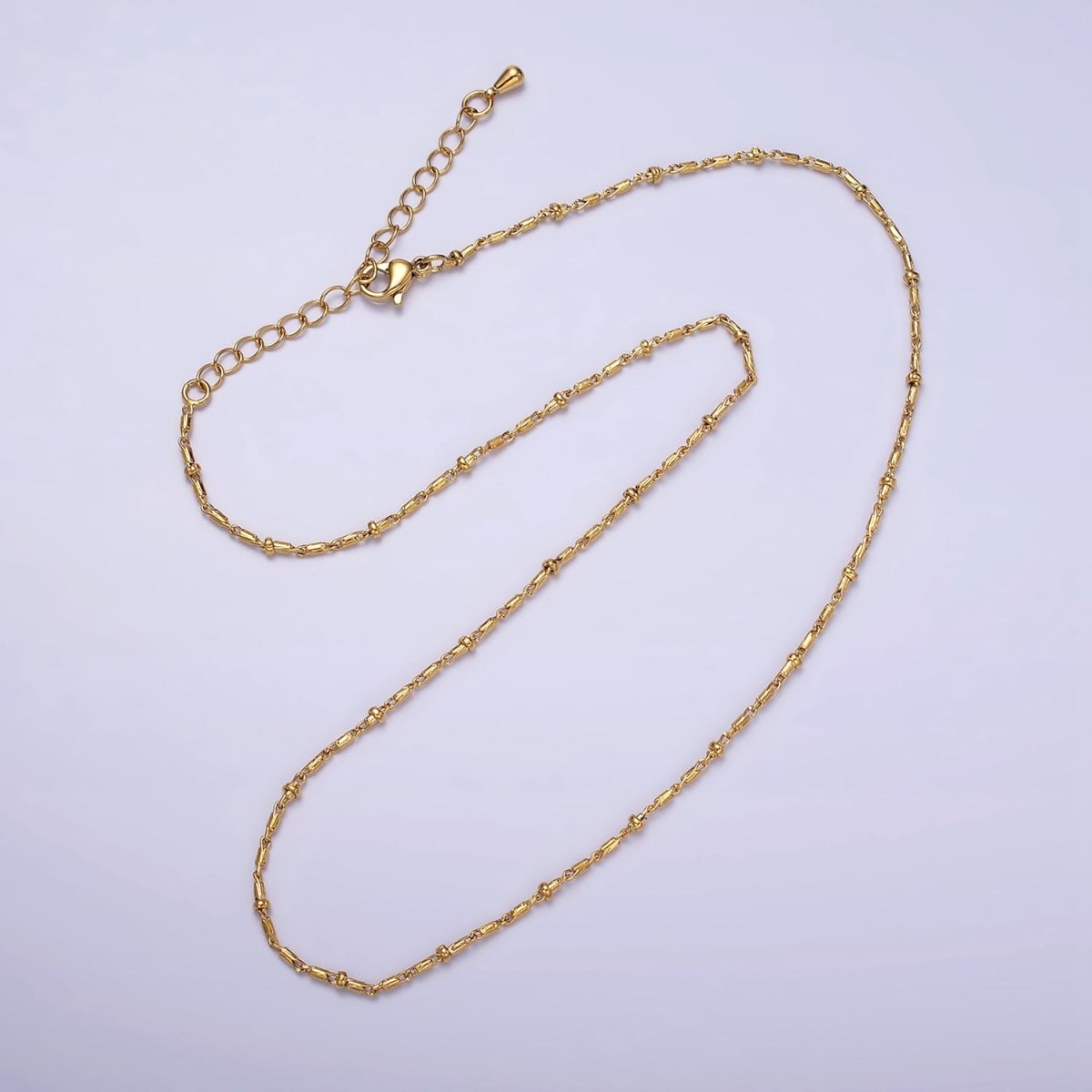 24K Gold plated Tube Chain With Gold Beads For Wholesale Necklace Dainty Satellite Chain Jewelry Making Supplies | WA-1857 WA-1858 Clearance Pricing