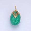 24K Gold plated Turquoise Enamel Micro Paved CZ Solitaire Pendant | AA1015 - DLUXCA