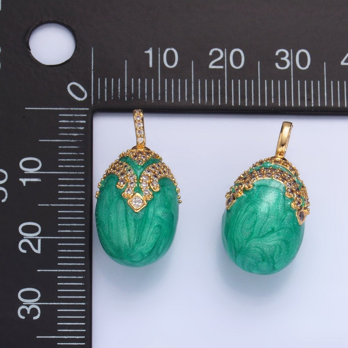 24K Gold plated Turquoise Enamel Micro Paved CZ Solitaire Pendant | AA1015 - DLUXCA
