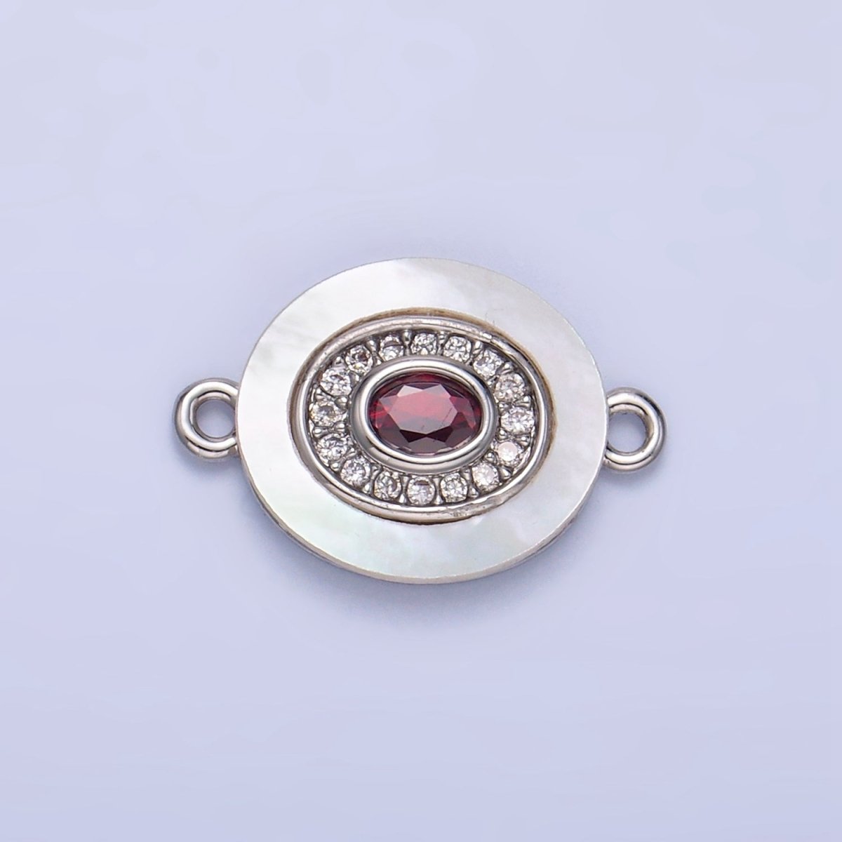 24K Gold plated Turquoise, Green, Red CZ Shell Pearl Oval Connector | F823 F825 F831