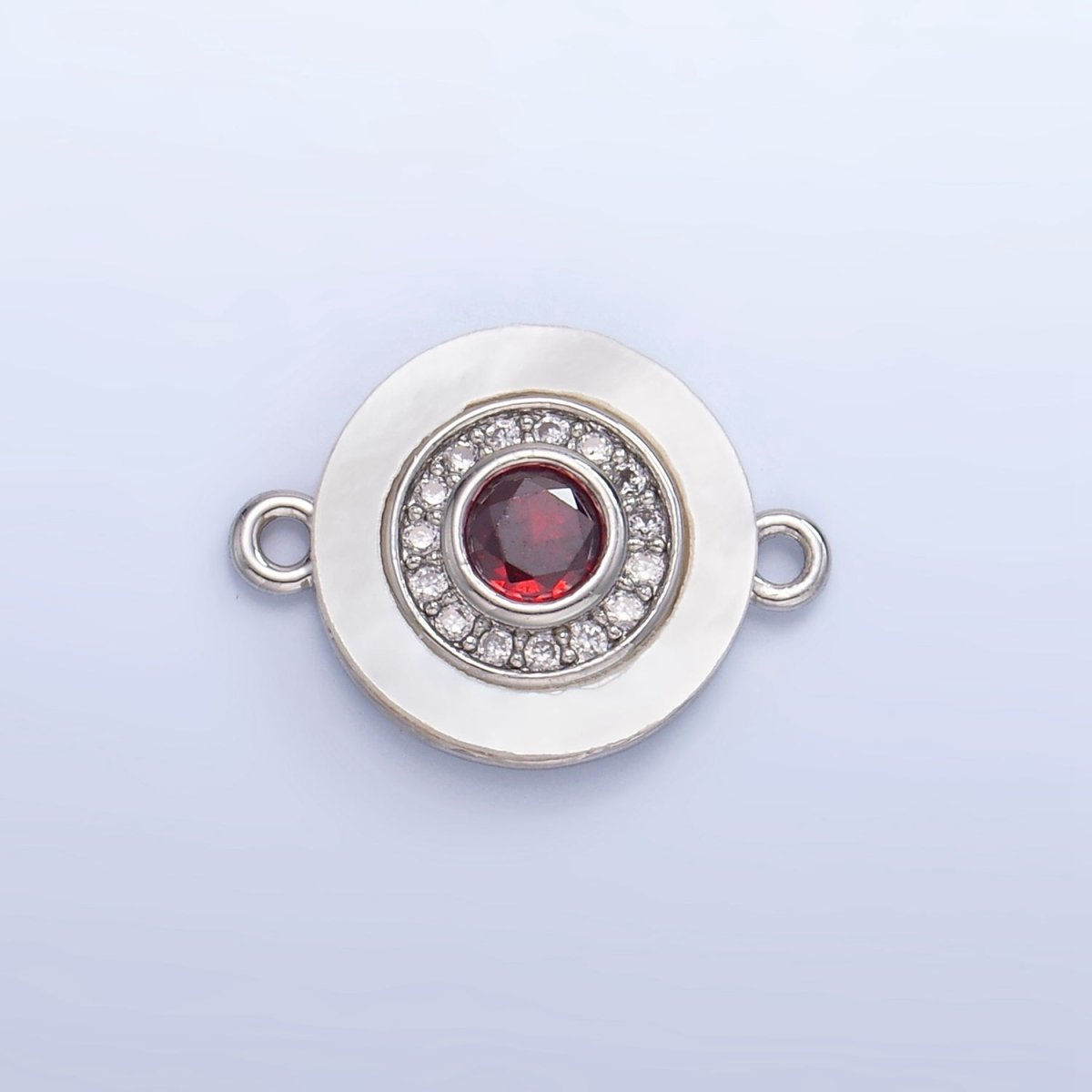 24K Gold plated Turquoise, Green, Red CZ Shell Pearl Round Connector | F769 - F793