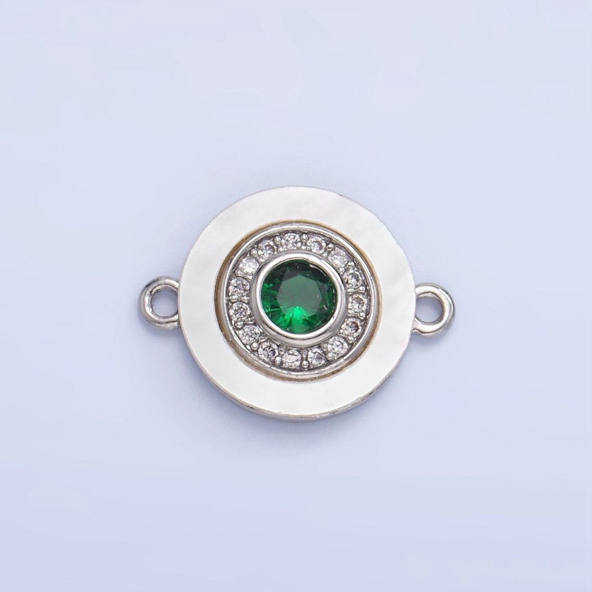 24K Gold plated Turquoise, Green, Red CZ Shell Pearl Round Connector | F769 - F793