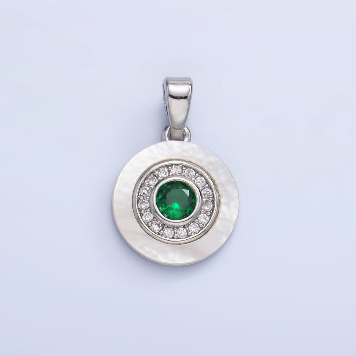 24K Gold plated Turquoise, Green, Red CZ Shell Pearl Round Pendant | AA1038 - AA1040 - DLUXCA