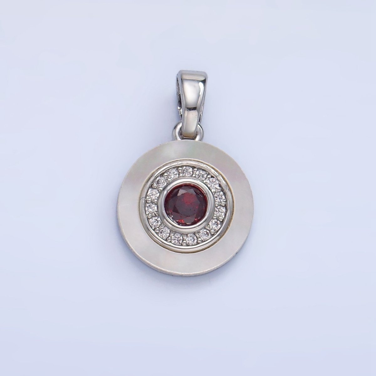 24K Gold plated Turquoise, Green, Red CZ Shell Pearl Round Pendant | AA1038 - AA1040 - DLUXCA