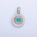 24K Gold plated Turquoise, Green, Red CZ Shell Pearl Round Pendant | AA1038 - AA1040 - DLUXCA