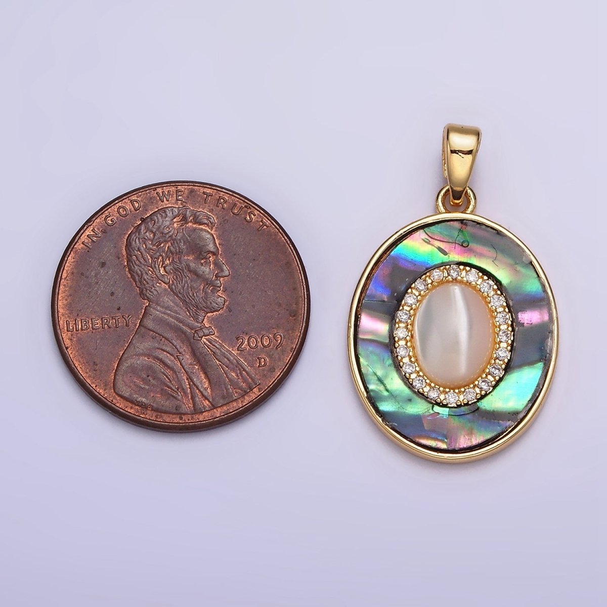 24K Gold plated Turquoise, Pearl, Abalone Micro Paved CZ Shell Pearl, Abalone Pendant | AA595 - AA597 - DLUXCA