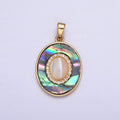 24K Gold plated Turquoise, Pearl, Abalone Micro Paved CZ Shell Pearl, Abalone Pendant | AA595 - AA597 - DLUXCA