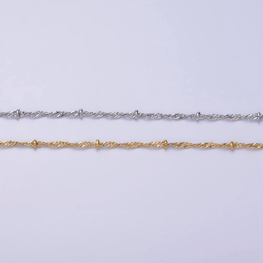 24K Gold plated Twisted Chain With Gold Beads For Wholesale Necklace Dainty Satellite Chain Jewelry Making Supplies | WA-1847 WA-1848 Clearance Pricing