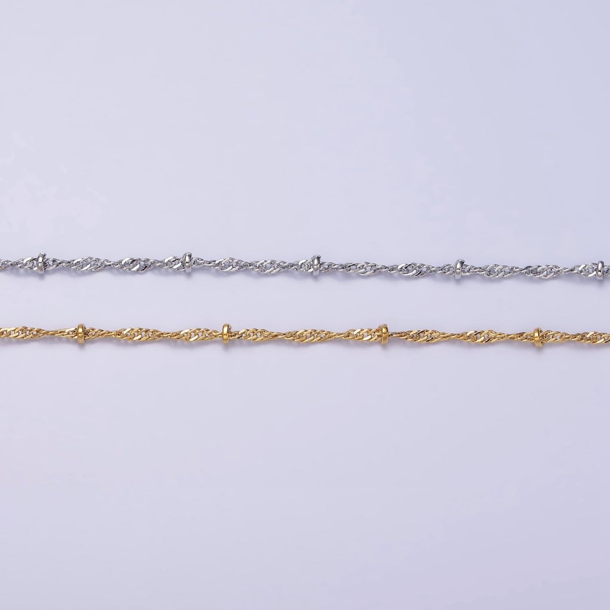 24K Gold plated Twisted Chain With Gold Beads For Wholesale Necklace Dainty Satellite Chain Jewelry Making Supplies | WA-1847 WA-1848 Clearance Pricing
